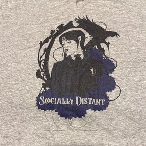 Wednesday Gray Graphic Tee with Blue Design